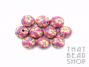 Blue with Sunset Pink Flower 10mm Round Polymer Clay Beads